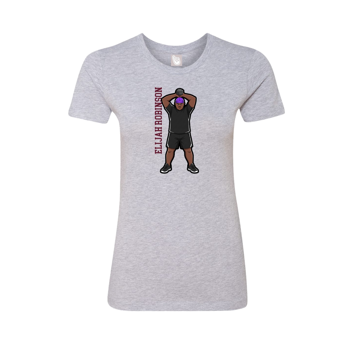 Fitted Women's Tee — Name Vertical in Grey