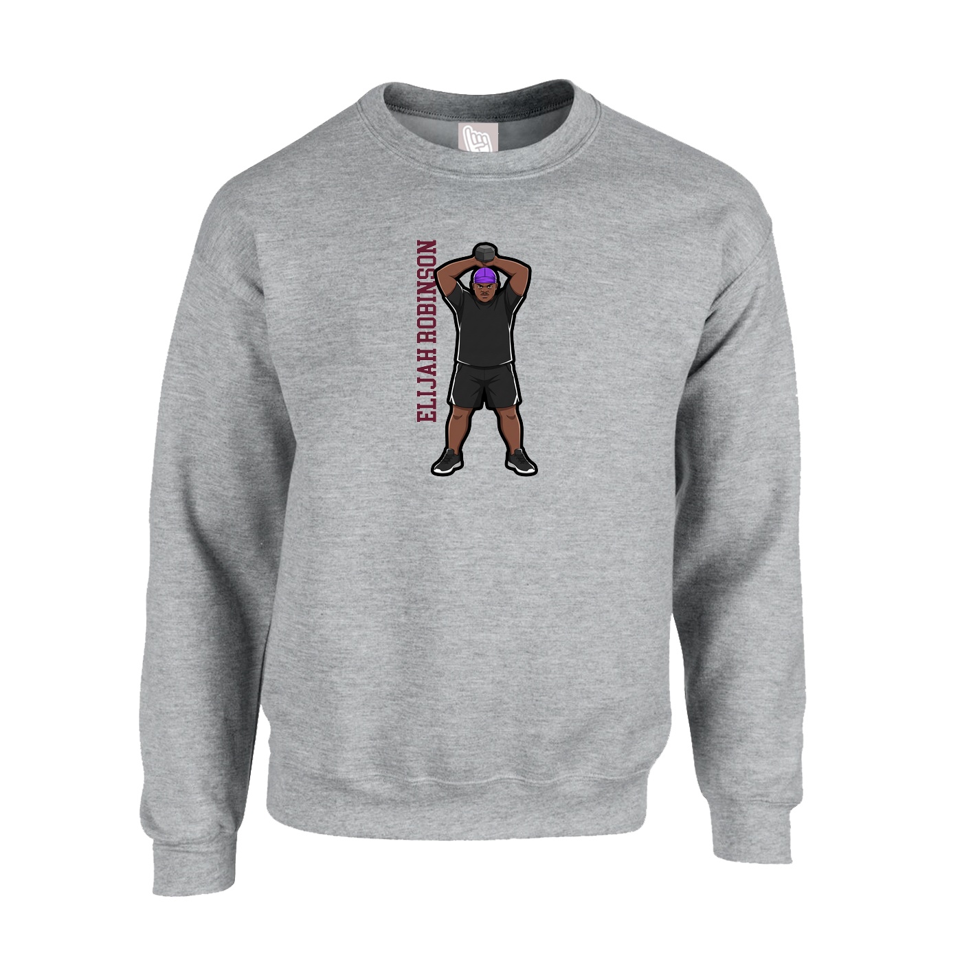 Fleece Crew — Name Vertical in Grey