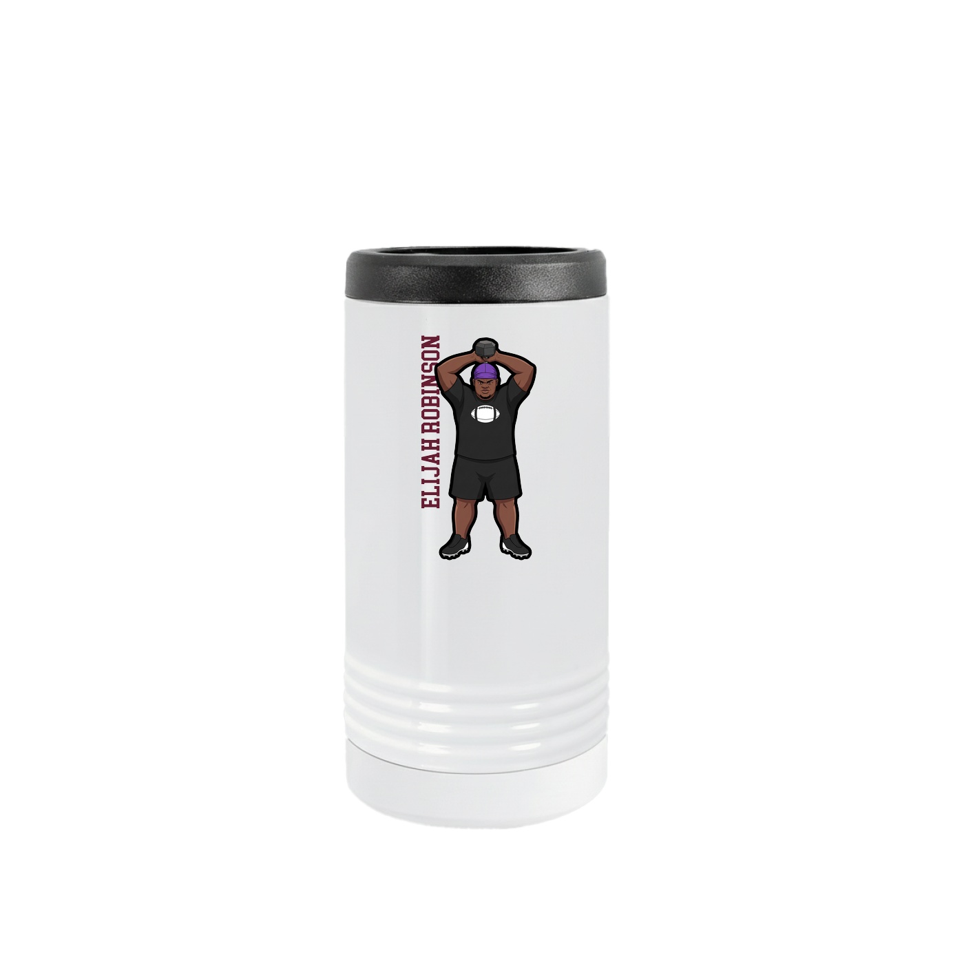 Slim Beverage Holder — Name Vertical in White
