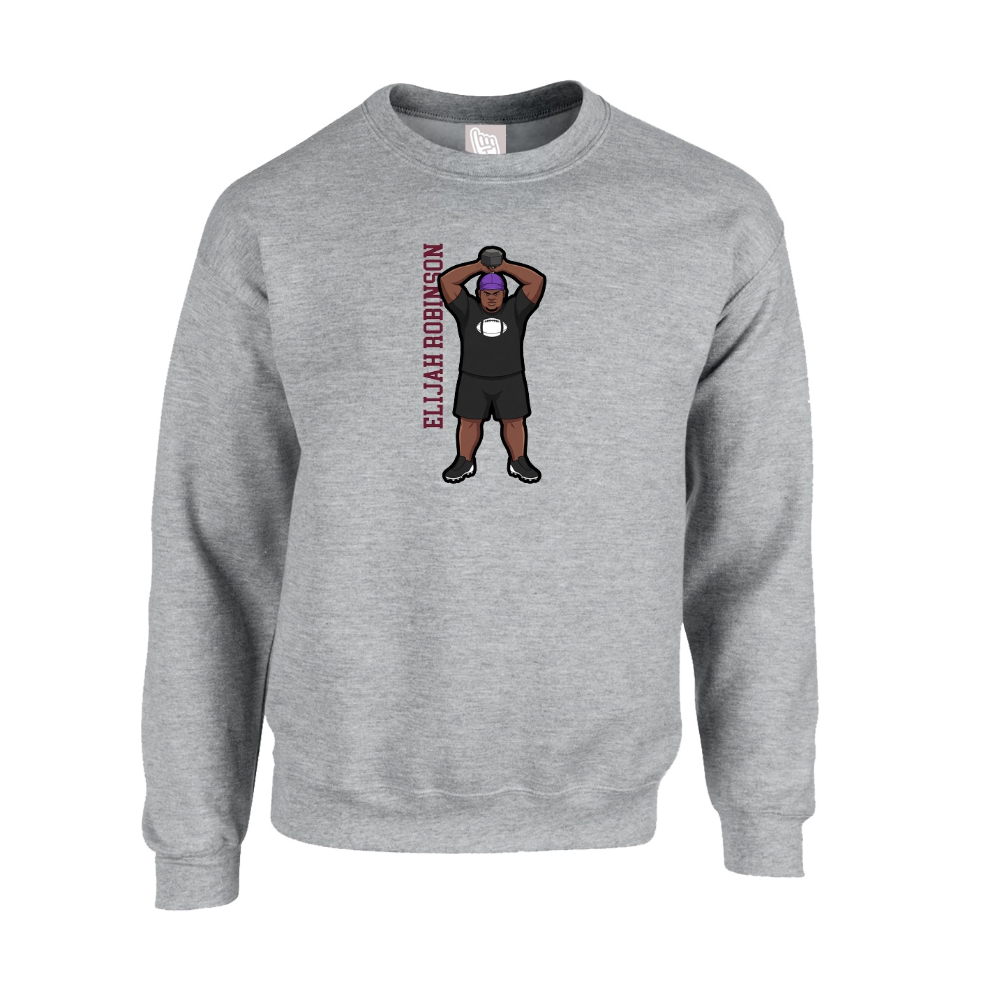Fleece Crew — Name Vertical in Grey