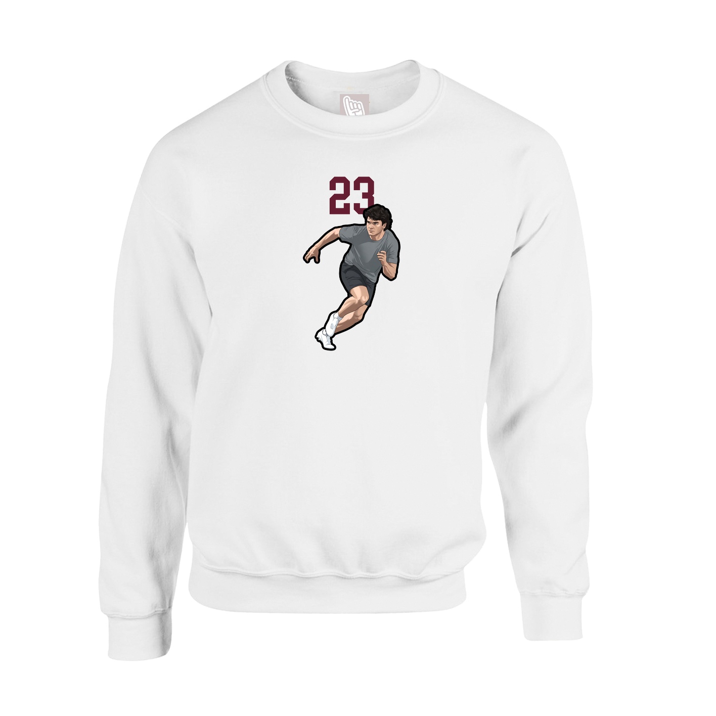 Fleece Crew — Number Top in White