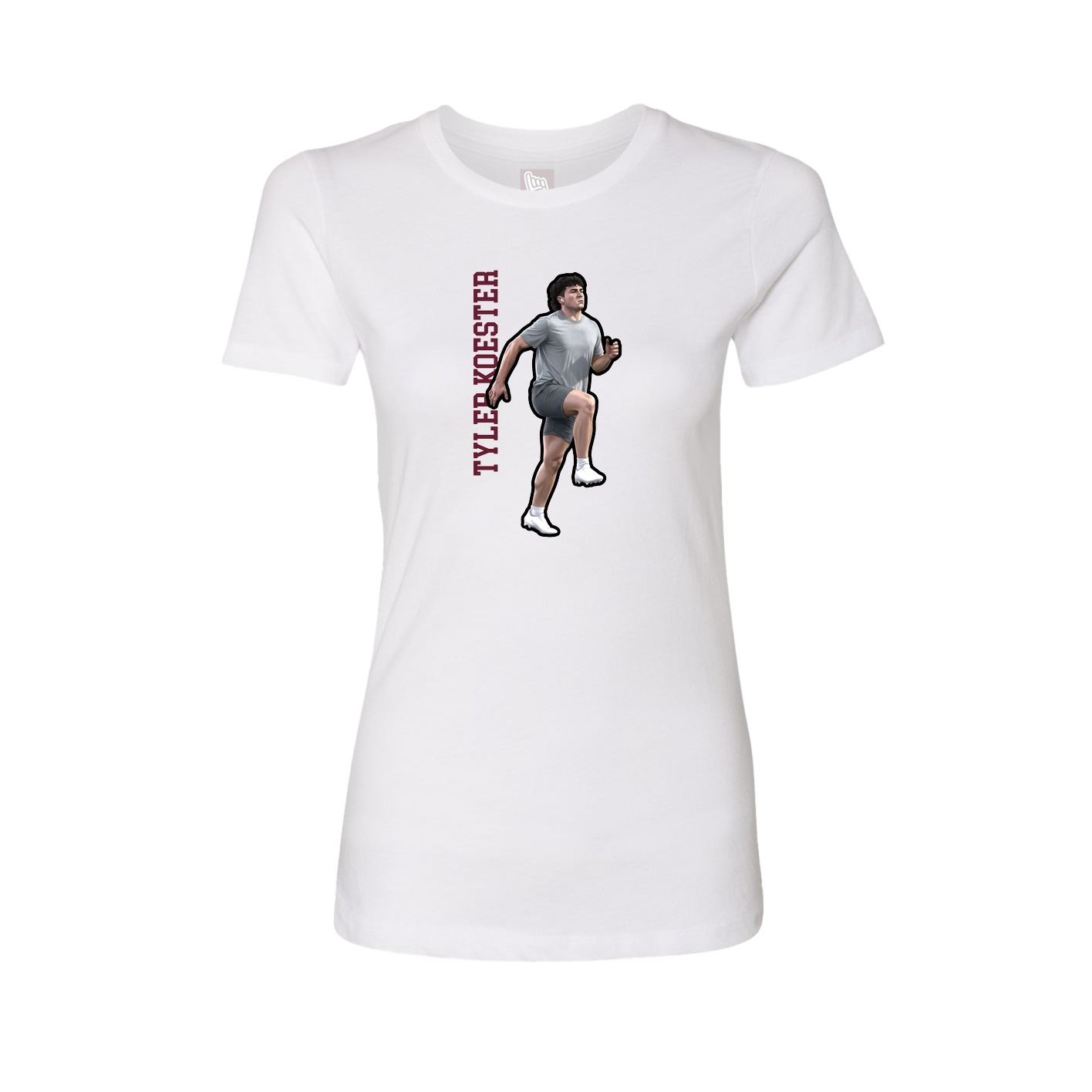 Fitted Women's Tee — Name Vertical in White