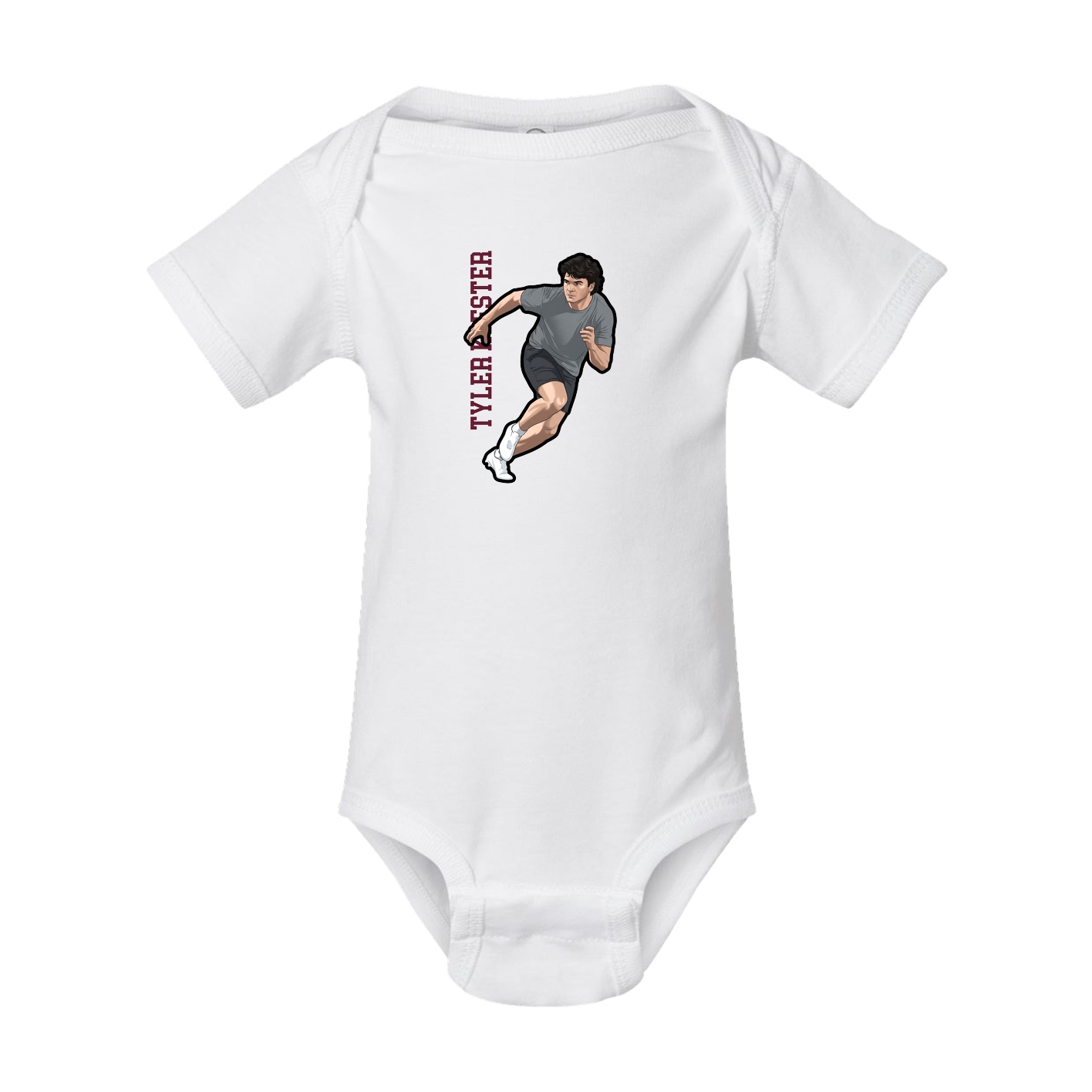 Baby Onesie — Name Vertical in White