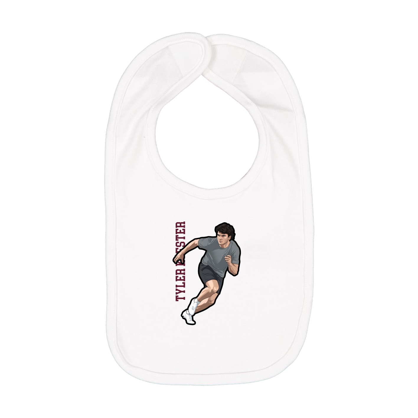 Infant Bib — Name Vertical in White