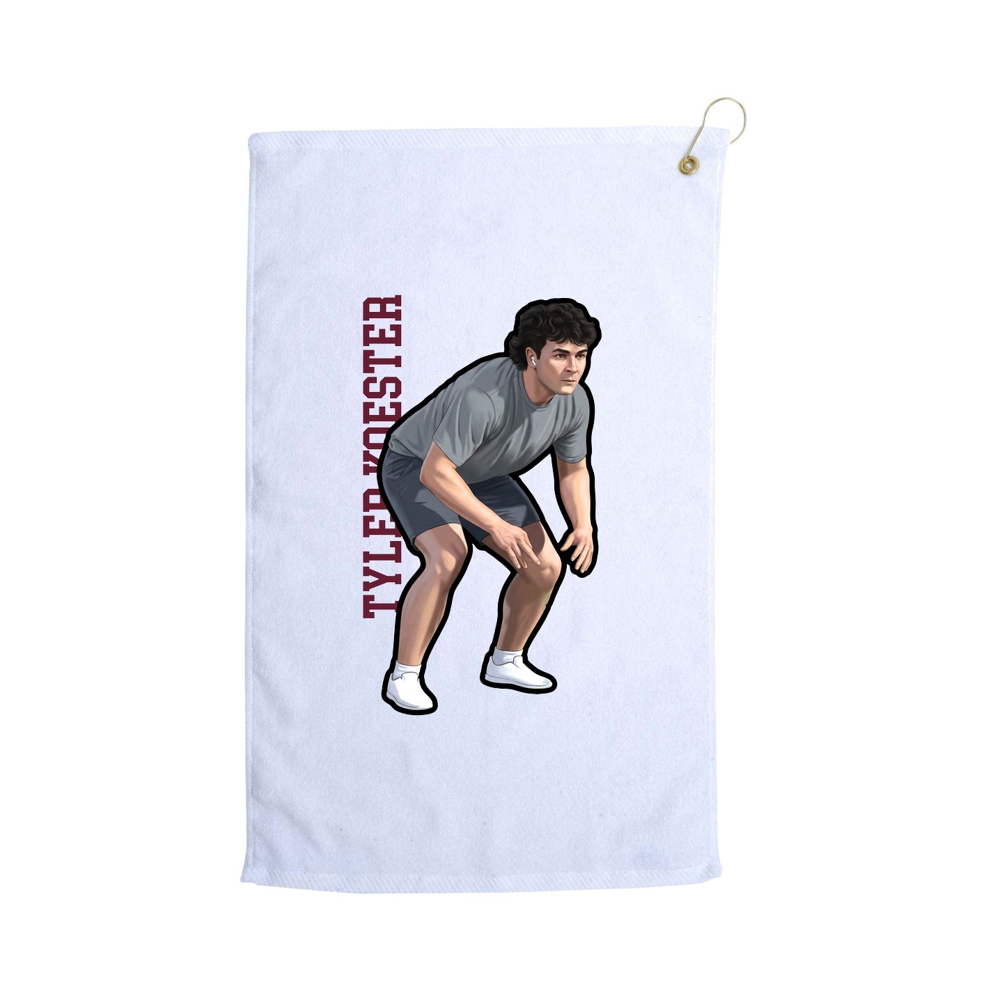 Golf Towel — Name Vertical in White
