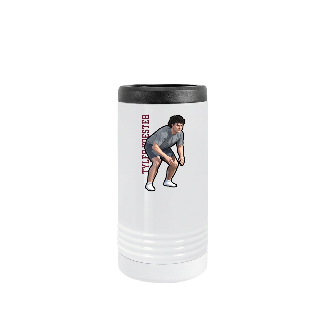Slim Beverage Holder — Name Vertical in White