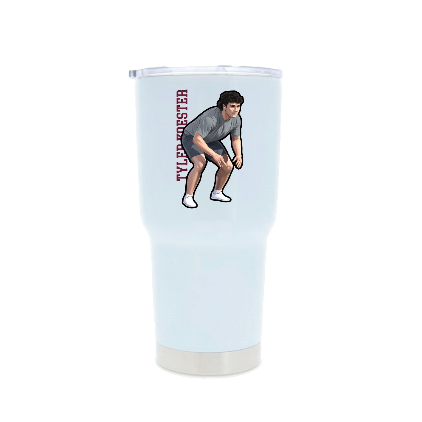 30oz Stainless Steel Tumbler — Name Vertical in White