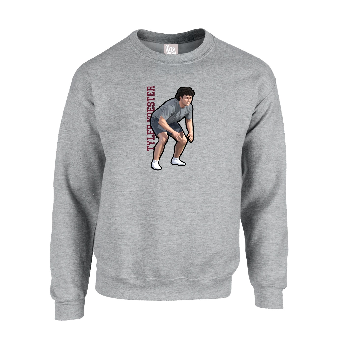 Fleece Crew — Name Vertical in Grey