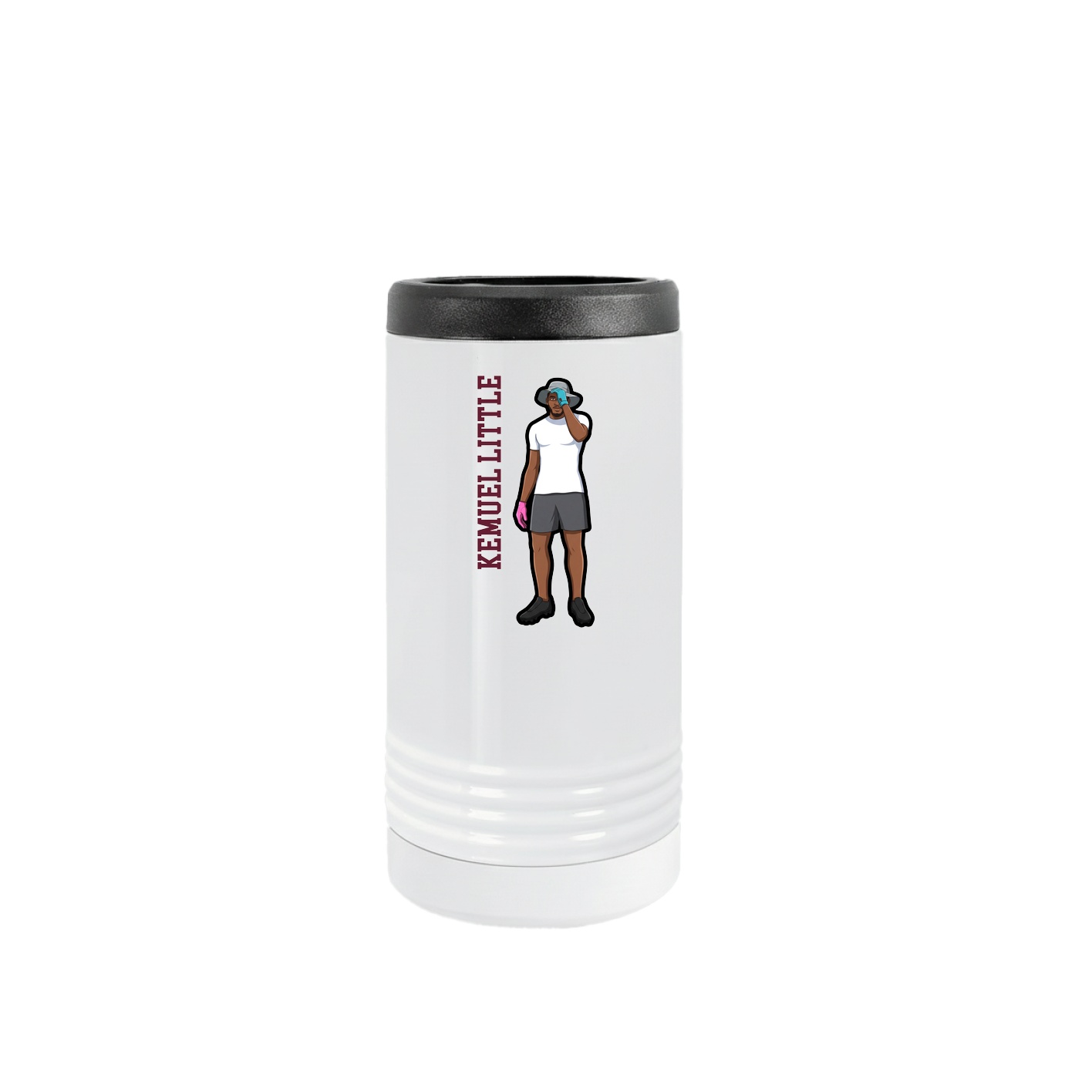 Slim Beverage Holder — Name Vertical in White