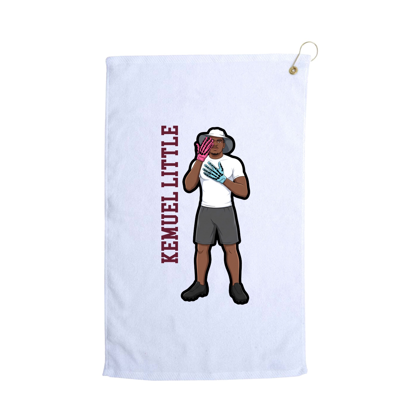 Golf Towel — Name Vertical in White