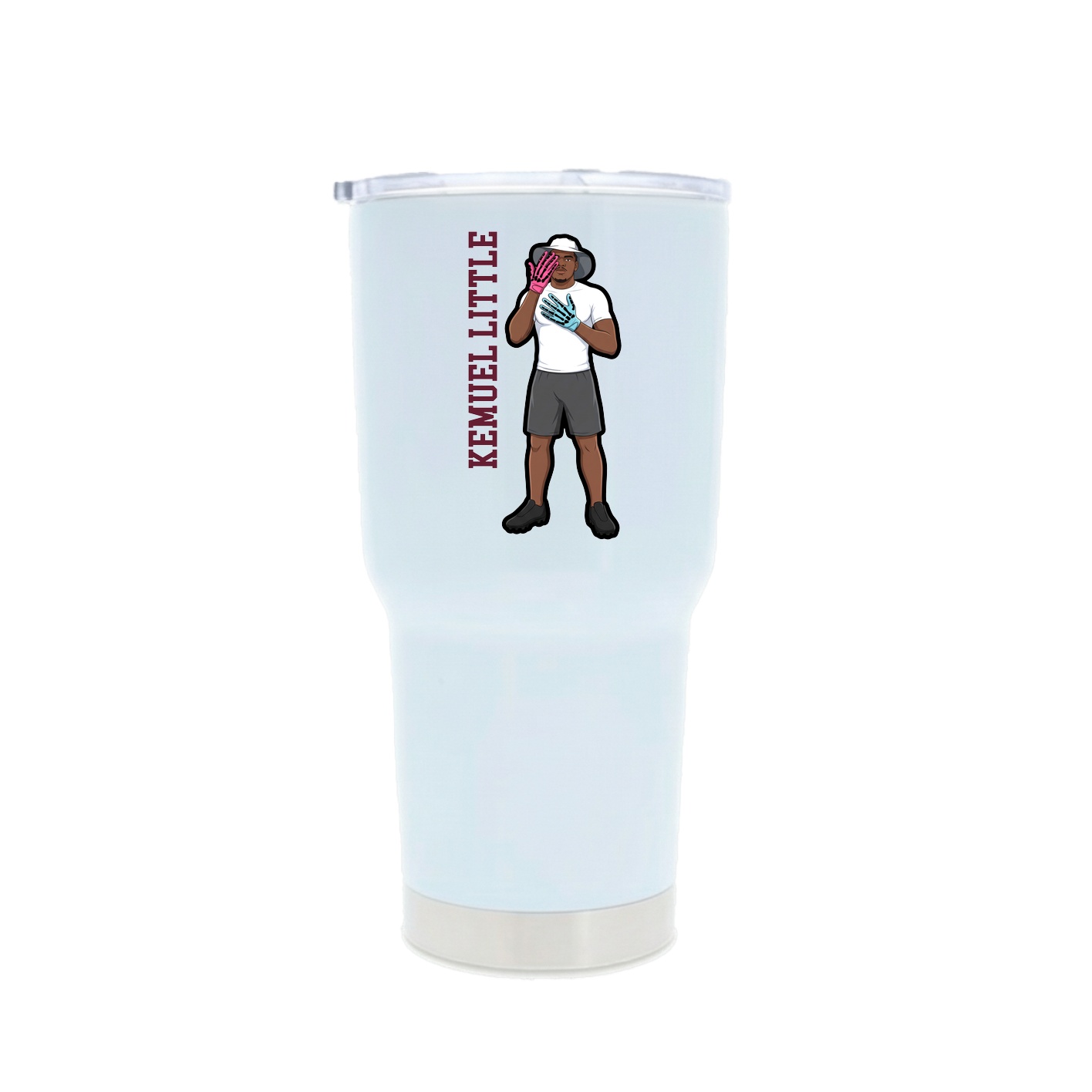 30oz Stainless Steel Tumbler — Name Vertical in White
