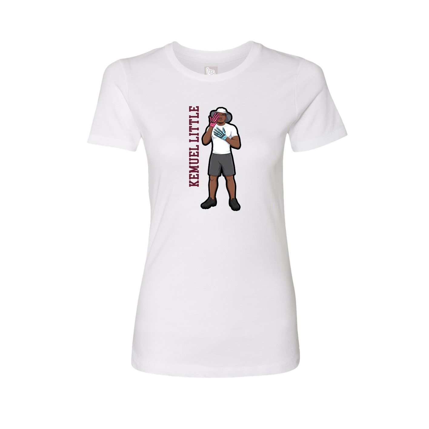 Fitted Women's Tee — Name Vertical in White