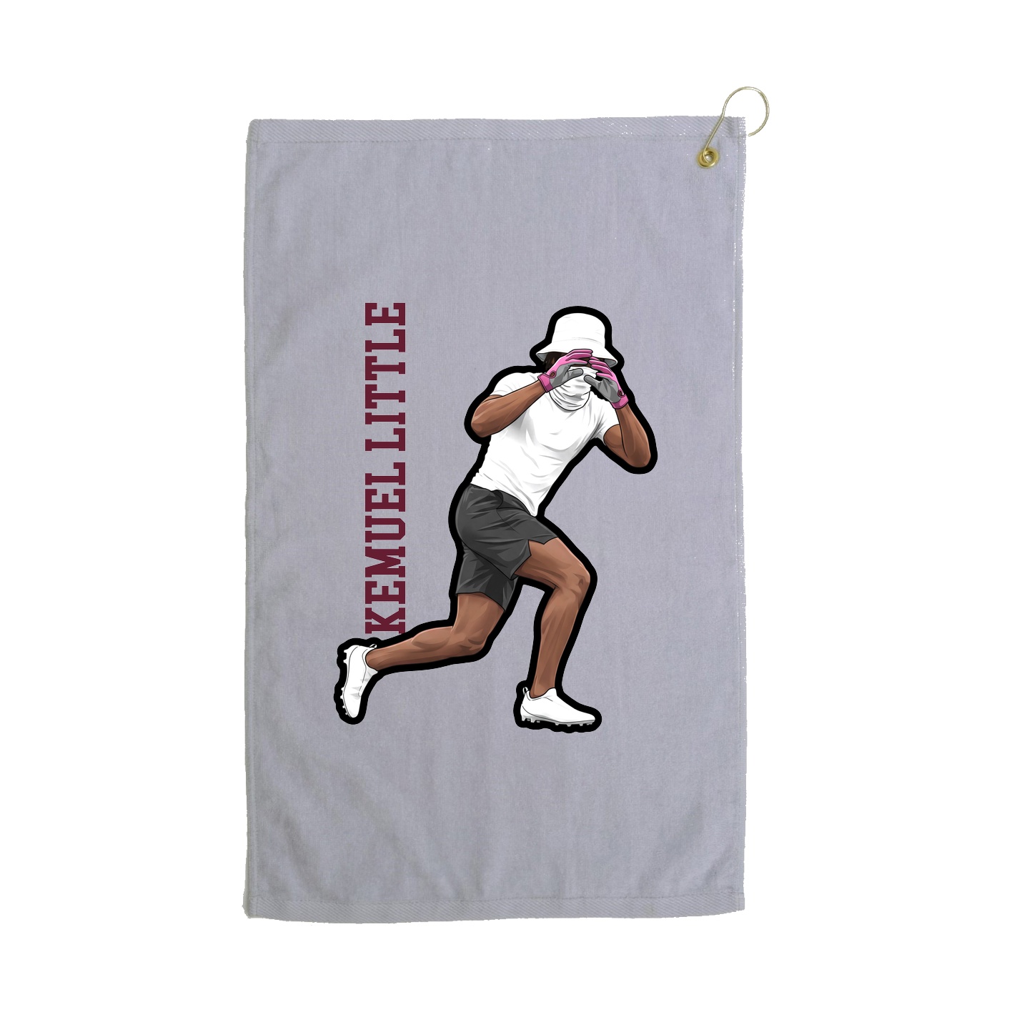 Golf Towel — Name Vertical in Grey