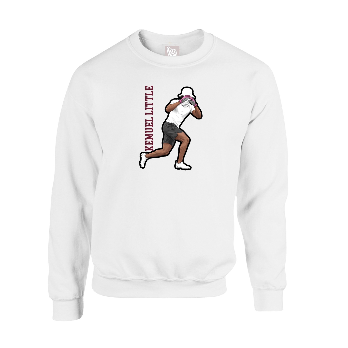 Fleece Crew — Name Vertical in White
