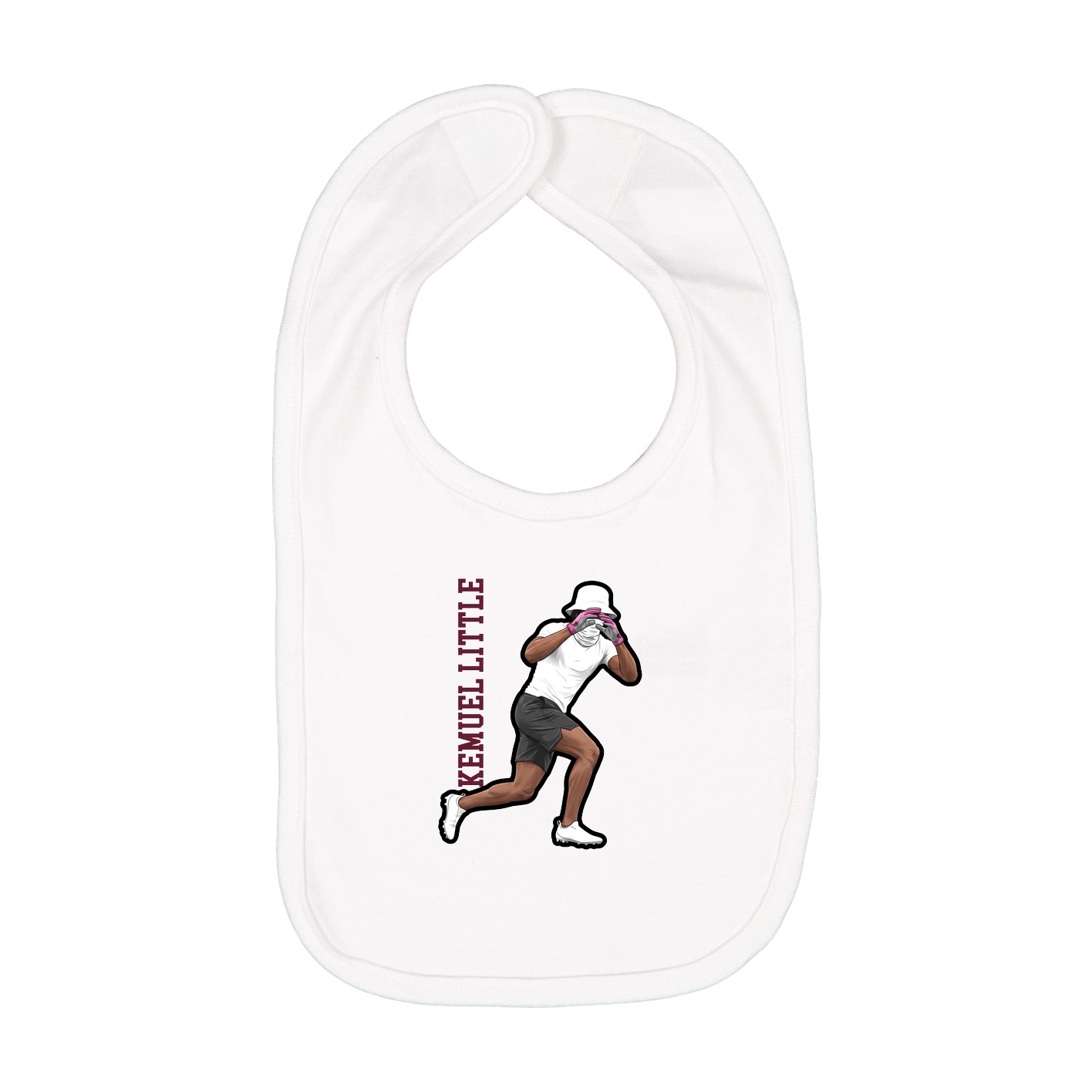 Infant Bib — Name Vertical in White