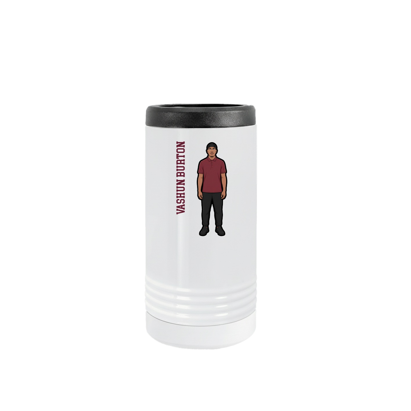 Slim Beverage Holder — Name Vertical in White