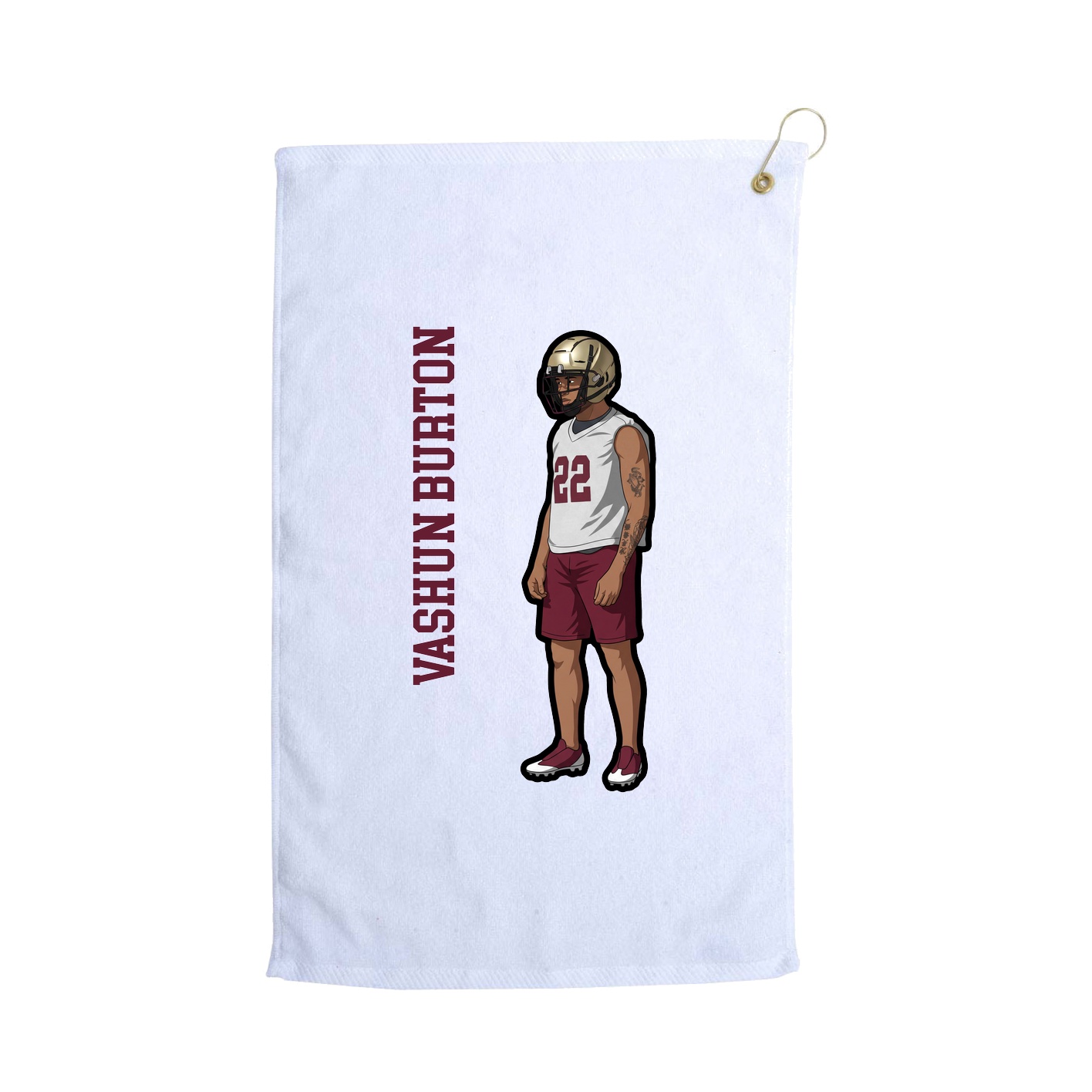 Golf Towel — Name Vertical in White