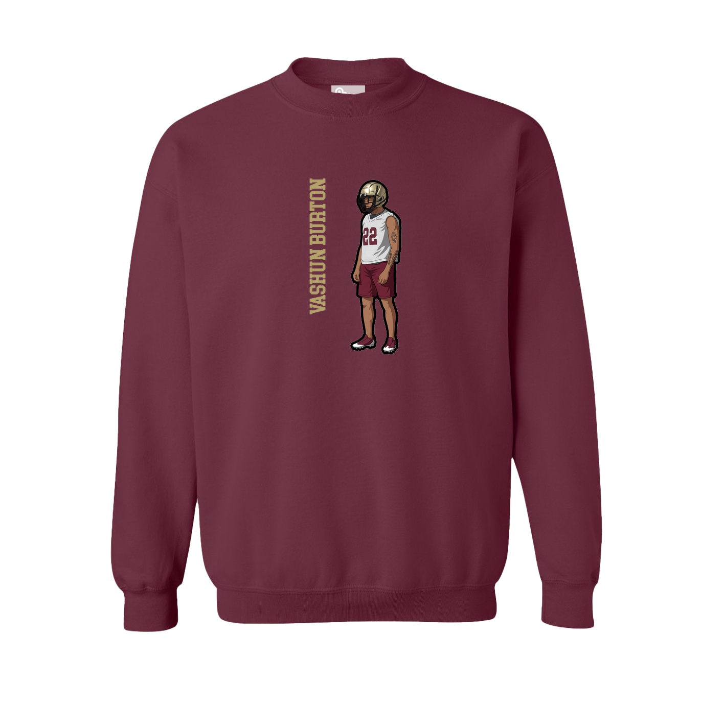 Fleece Crew — Name Vertical in Maroon