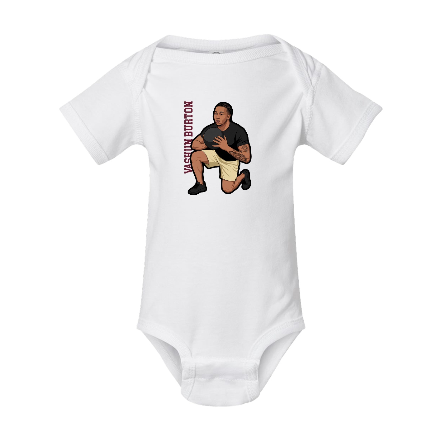 Baby Onesie — Name Vertical in White