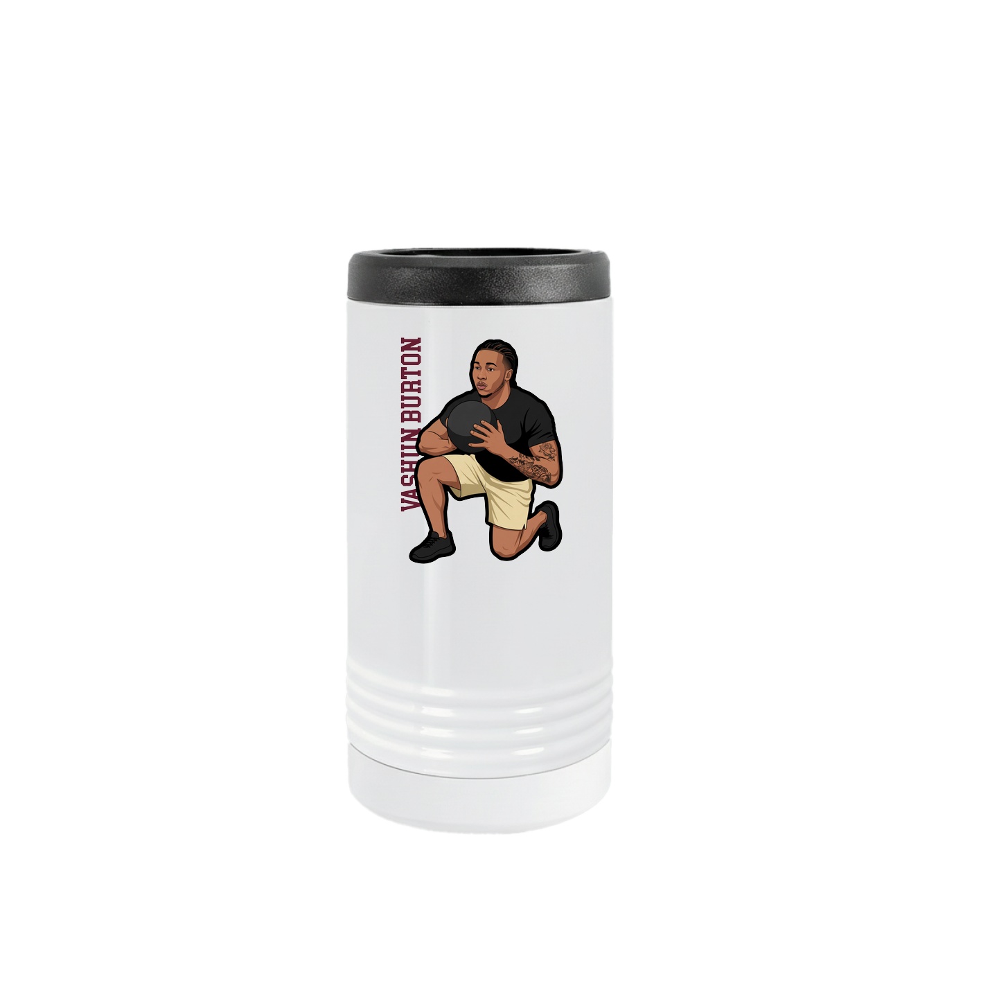 Slim Beverage Holder — Name Vertical in White