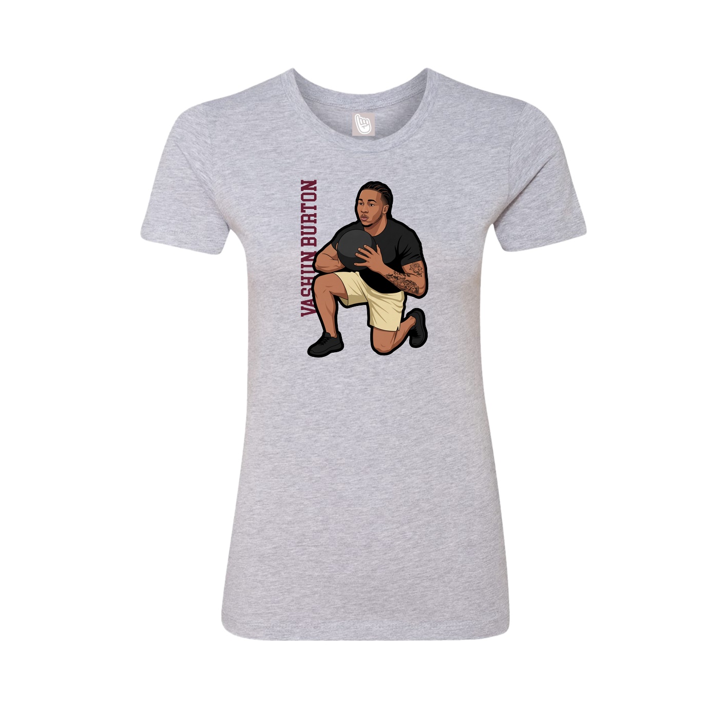 Fitted Women's Tee — Name Vertical in Grey