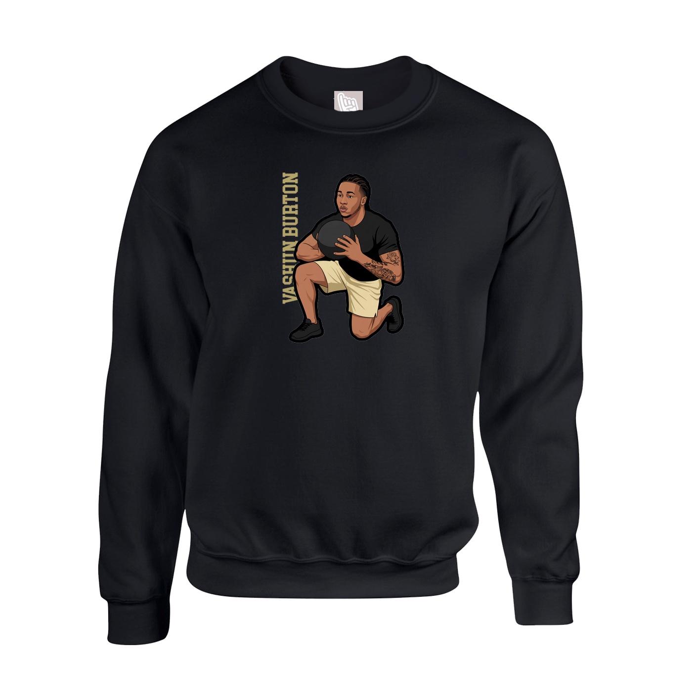 Fleece Crew — Name Vertical in Black