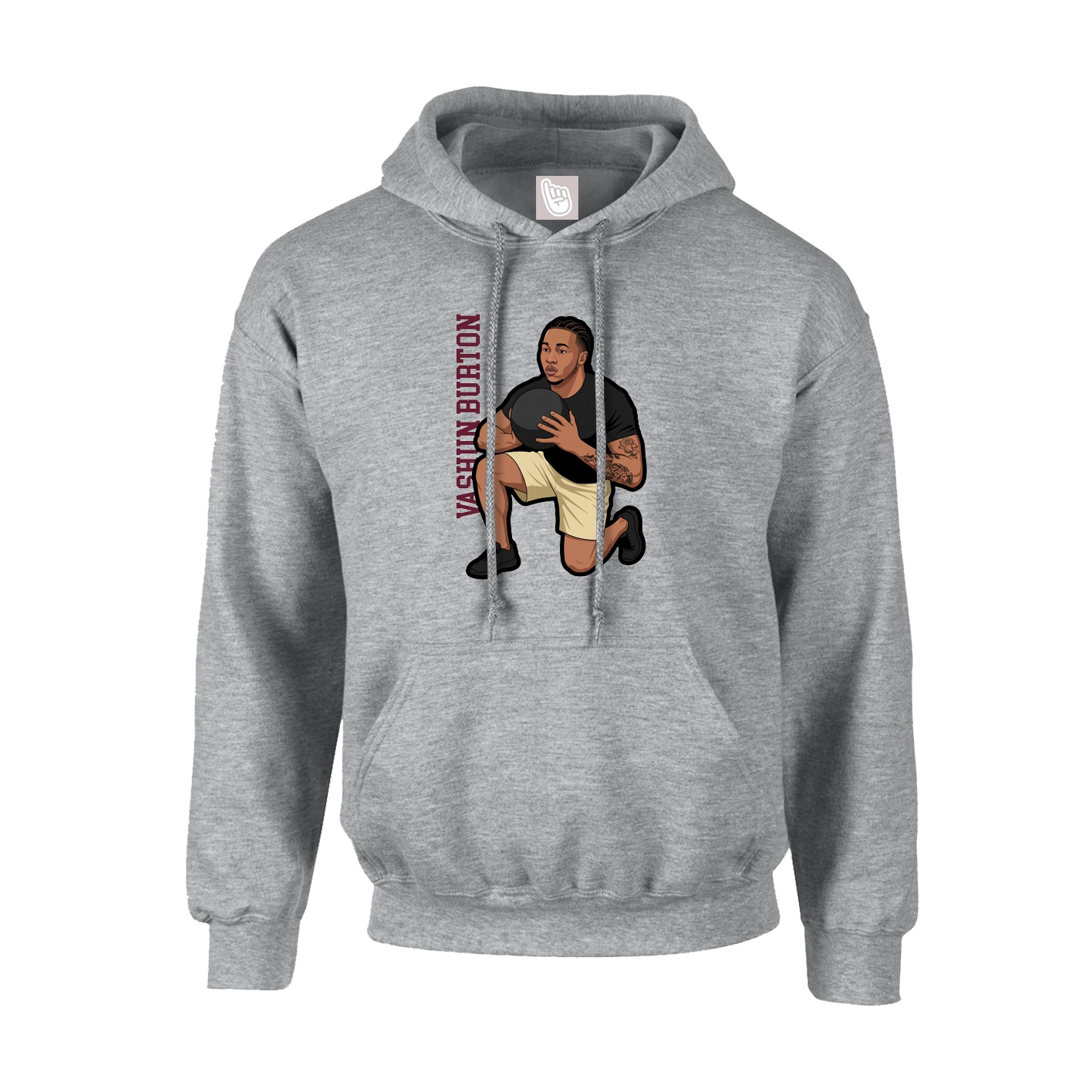 Youth Hoodie — Name Vertical in Grey