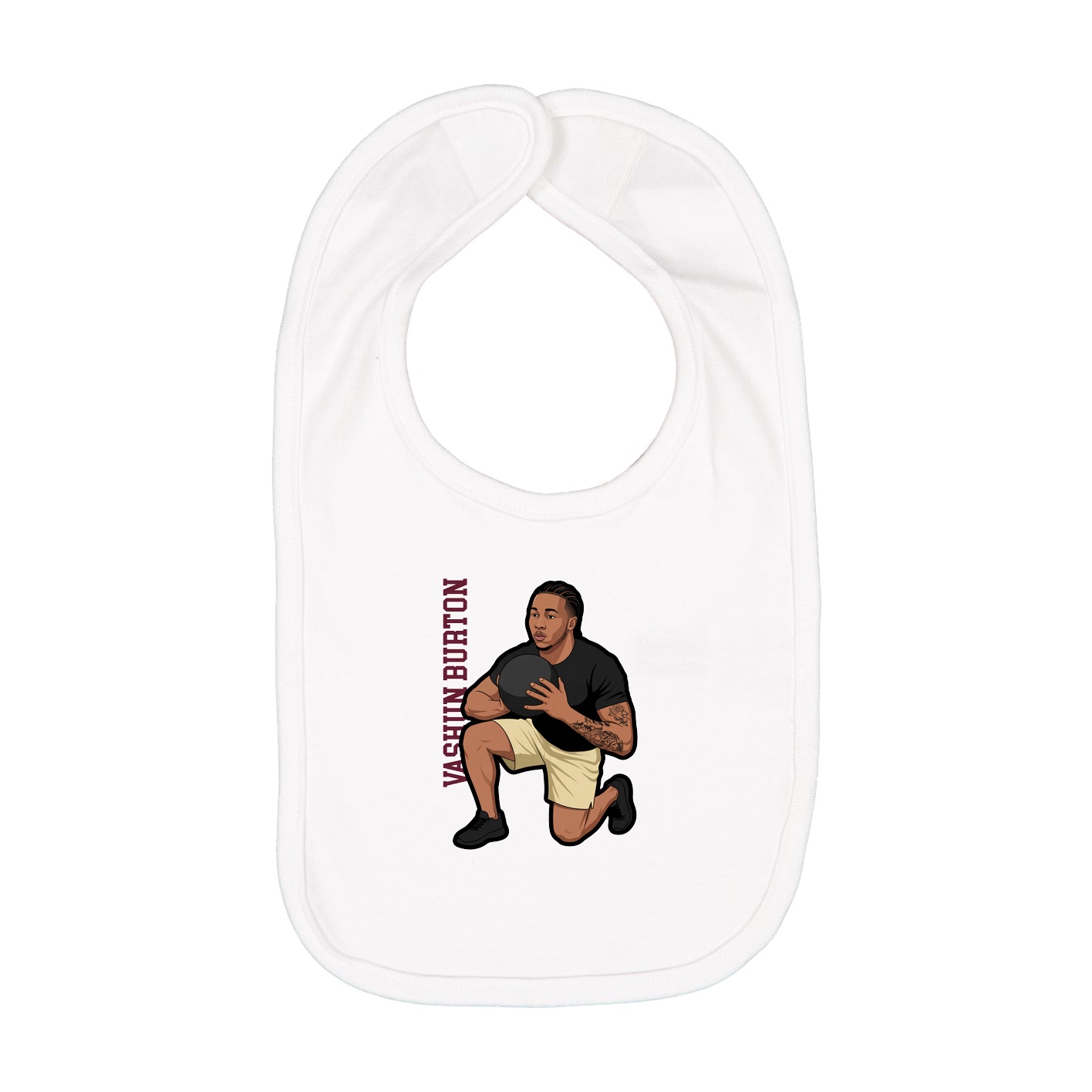 Infant Bib — Name Vertical in White