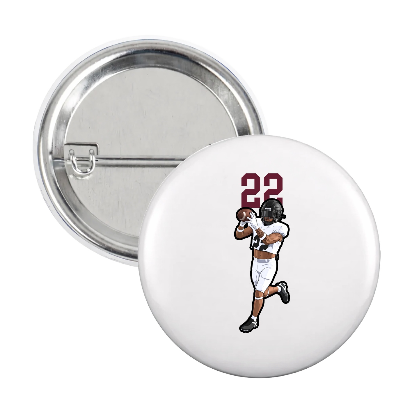 Game Day Button — Number Top in White