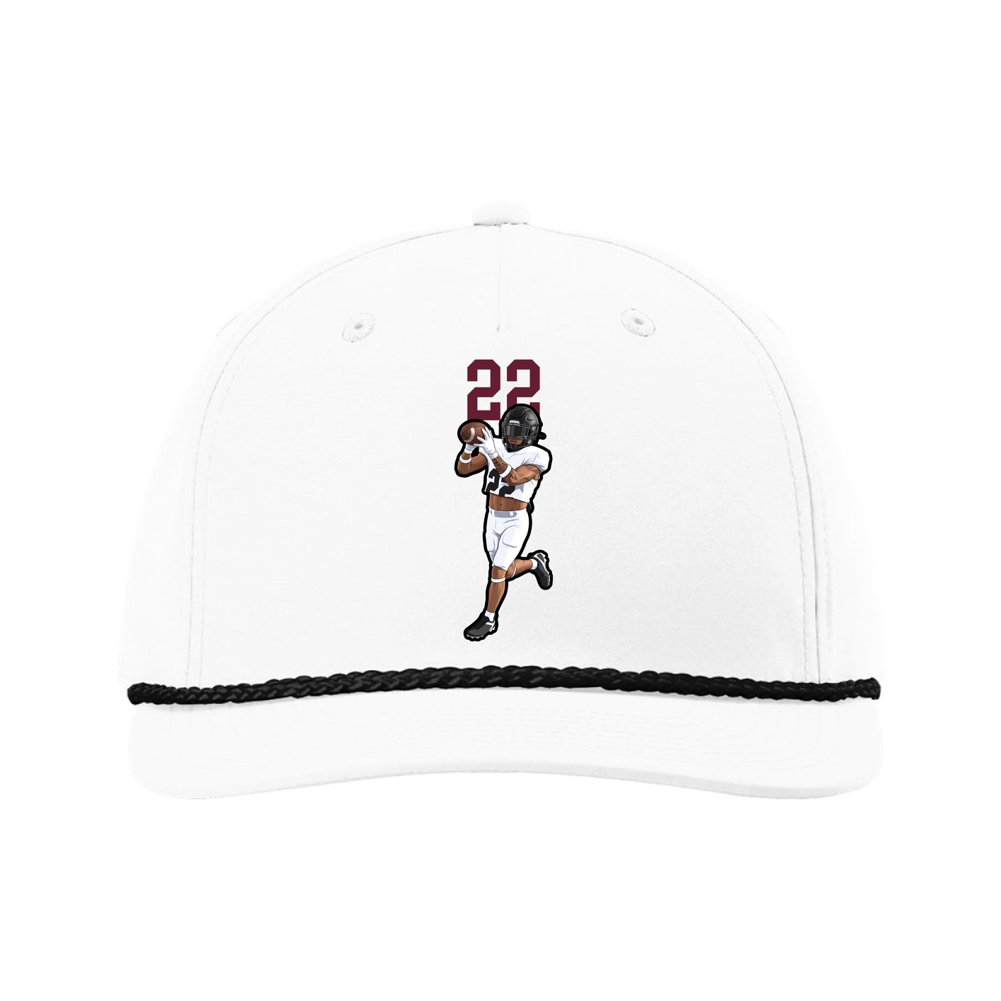 Five-Panel Classic Rope Cap — Number Top in White