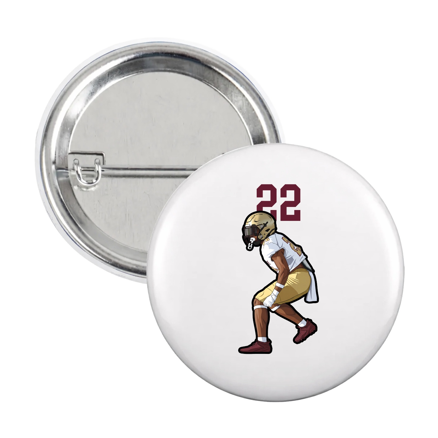 Game Day Button — Number Top in White