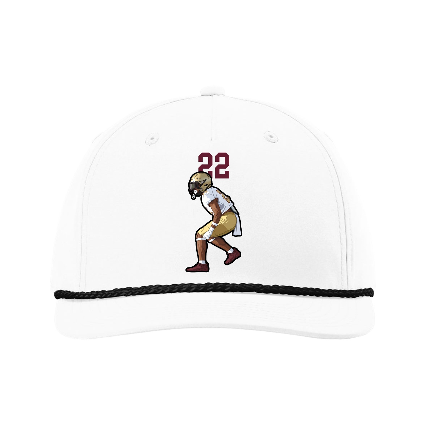 Five-Panel Classic Rope Cap — Number Top in White