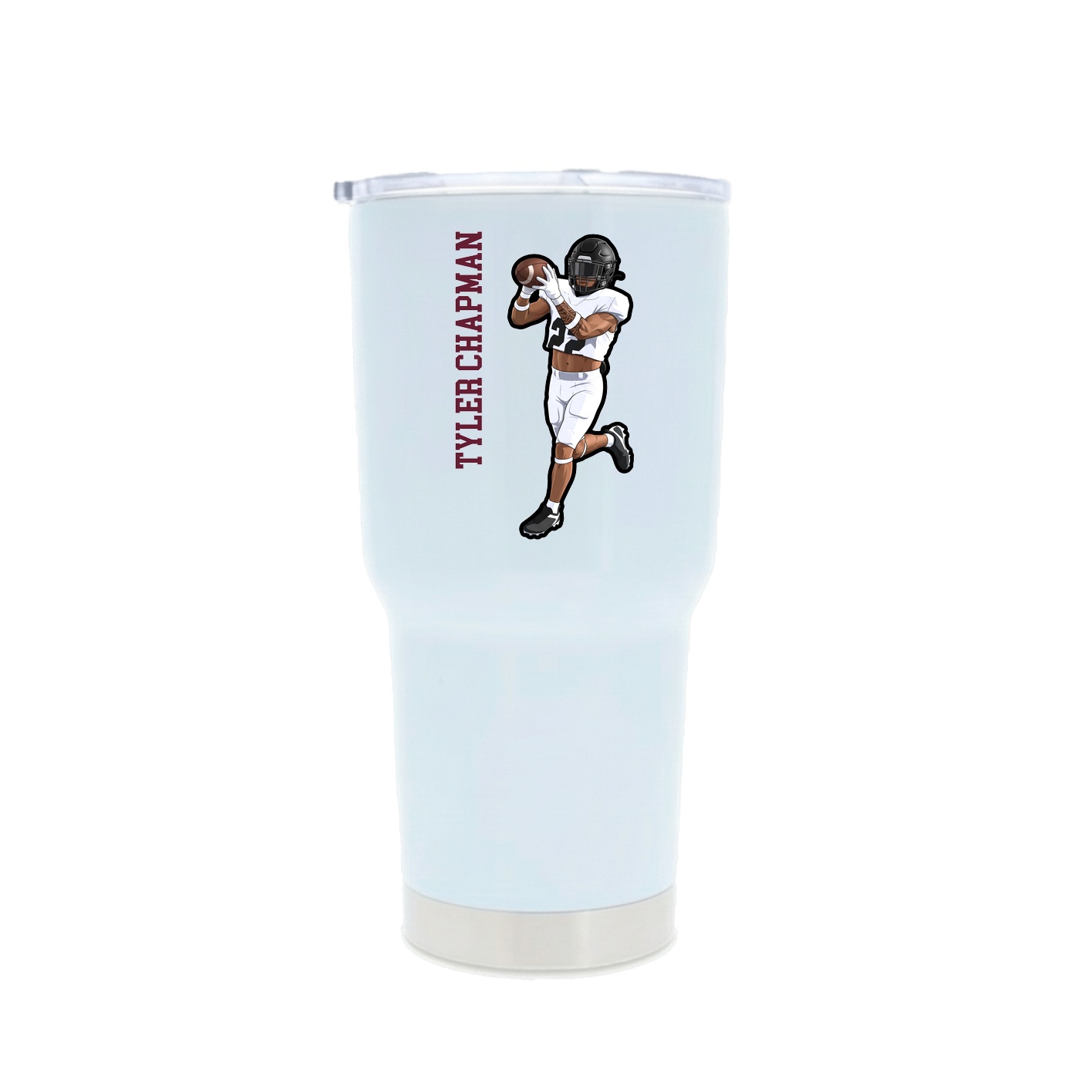 30oz Stainless Steel Tumbler — Name Vertical in White