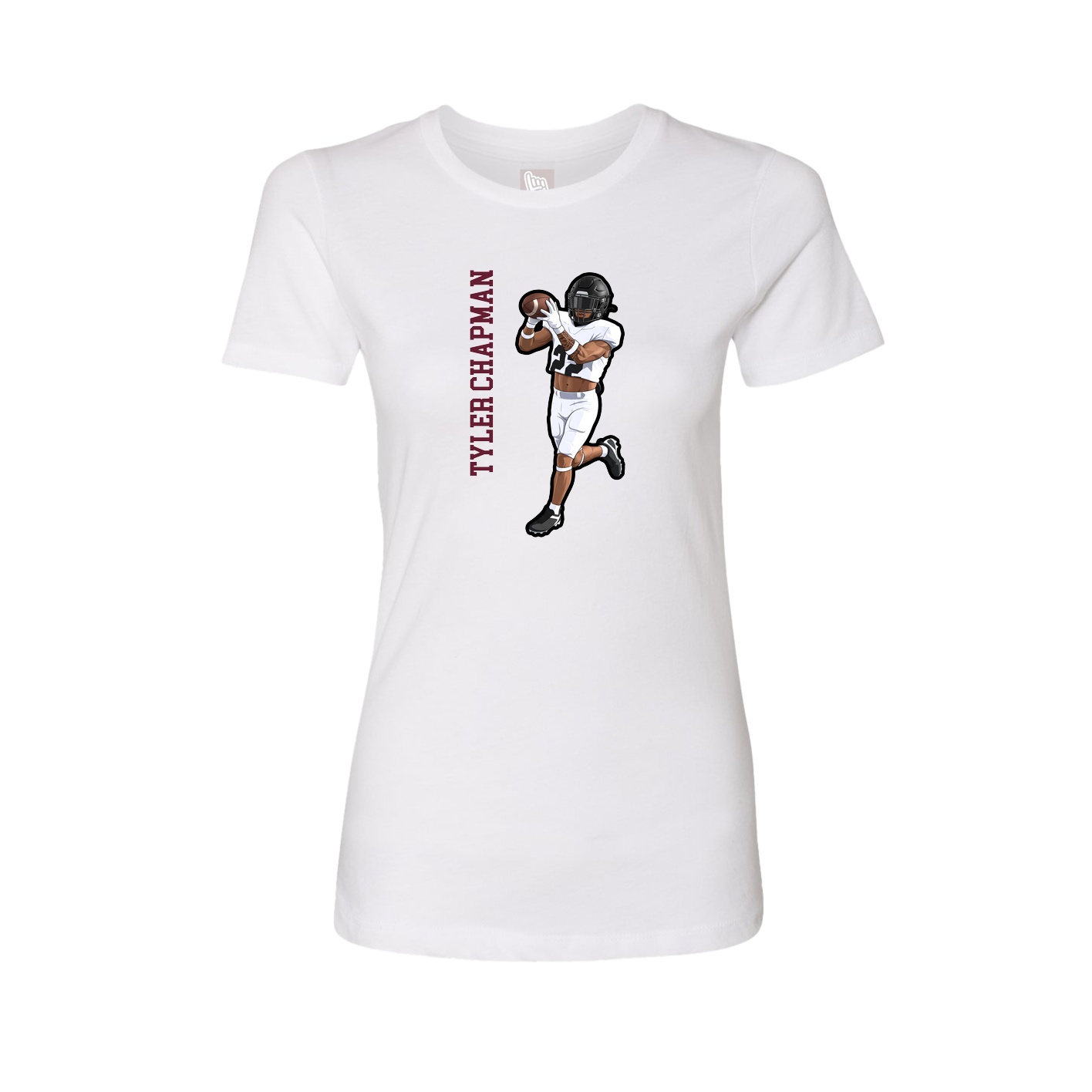 Fitted Women's Tee — Name Vertical in White