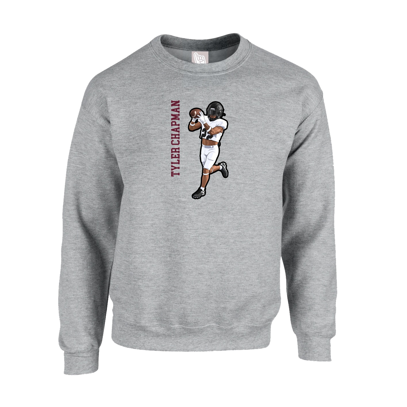 Fleece Crew — Name Vertical in Grey