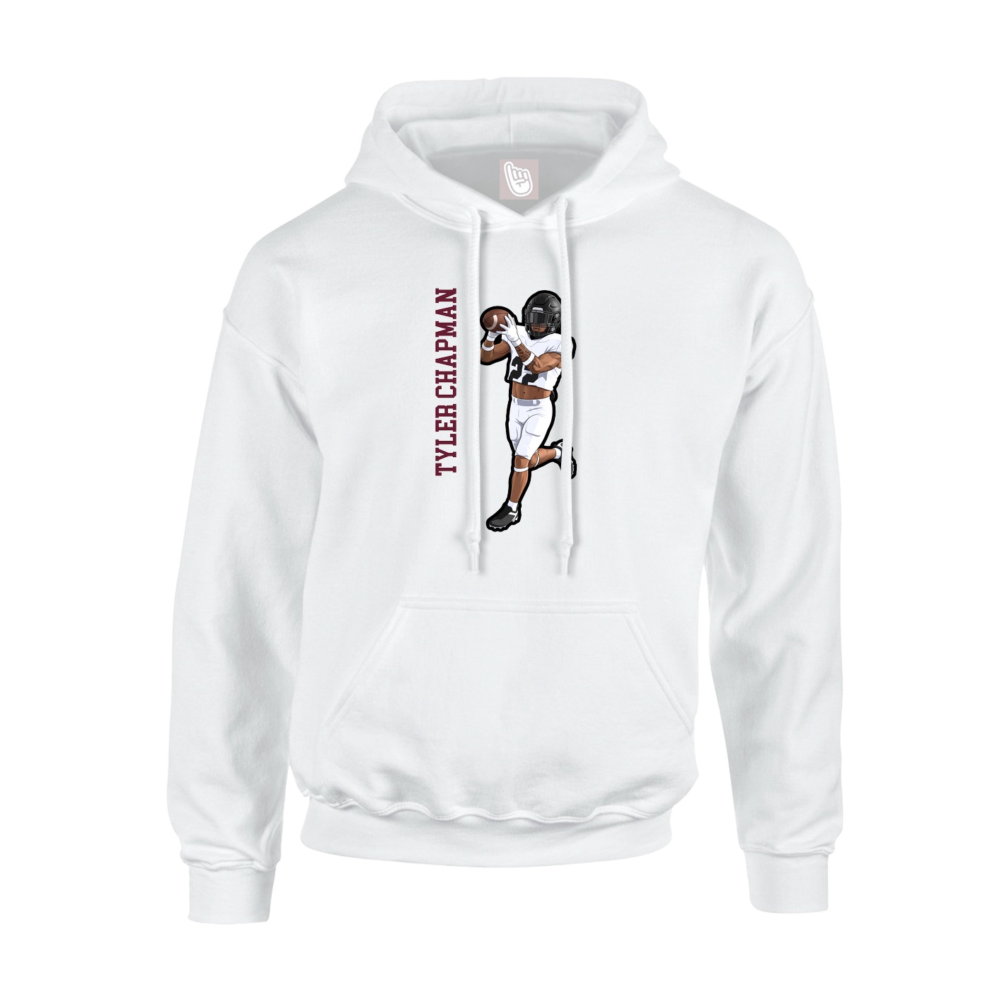 Youth Hoodie — Name Vertical in White