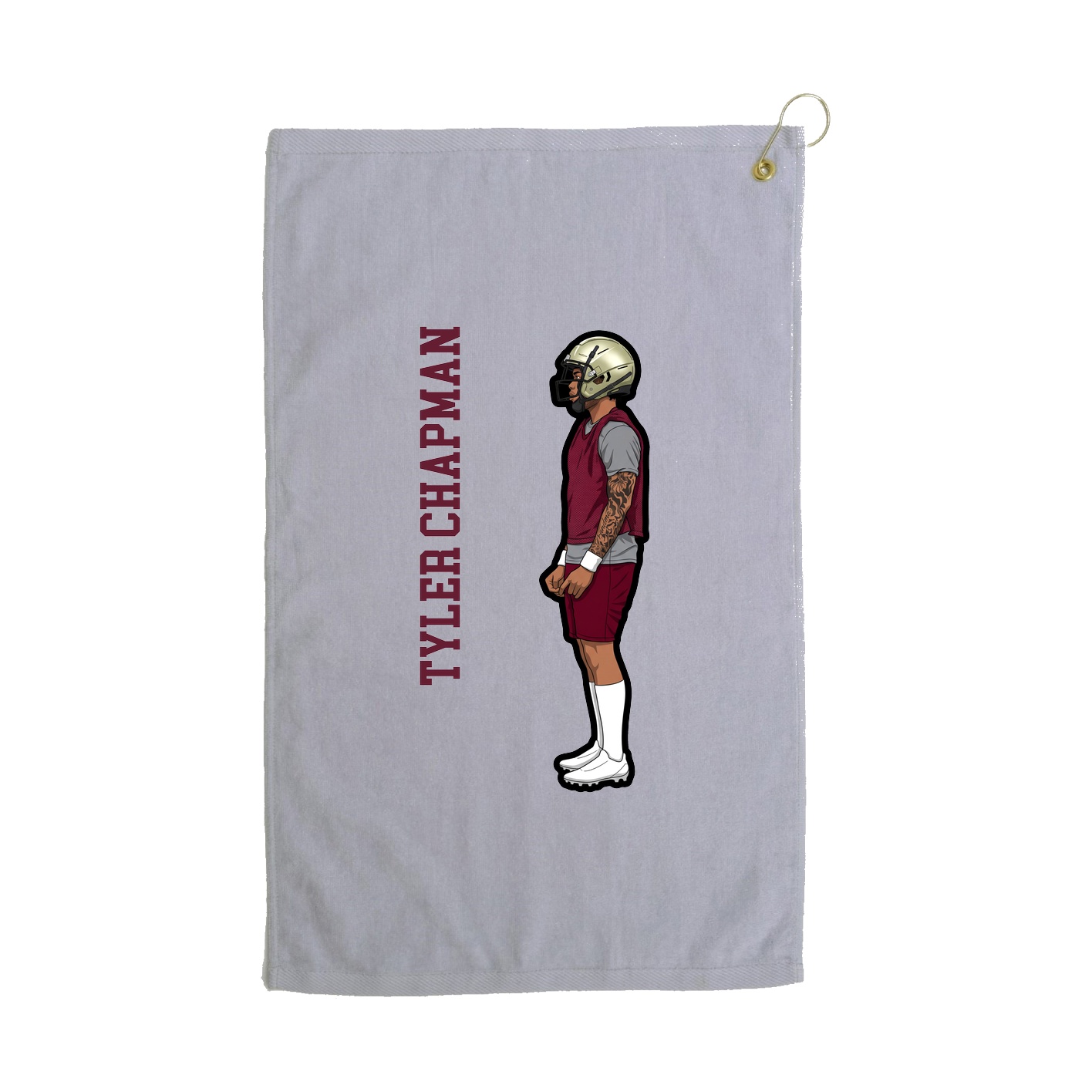 Golf Towel — Name Vertical in Grey