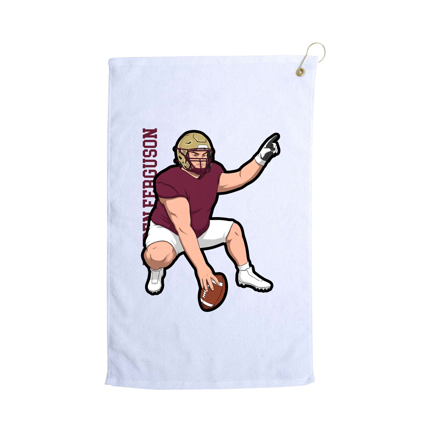 Golf Towel — Name Vertical in White