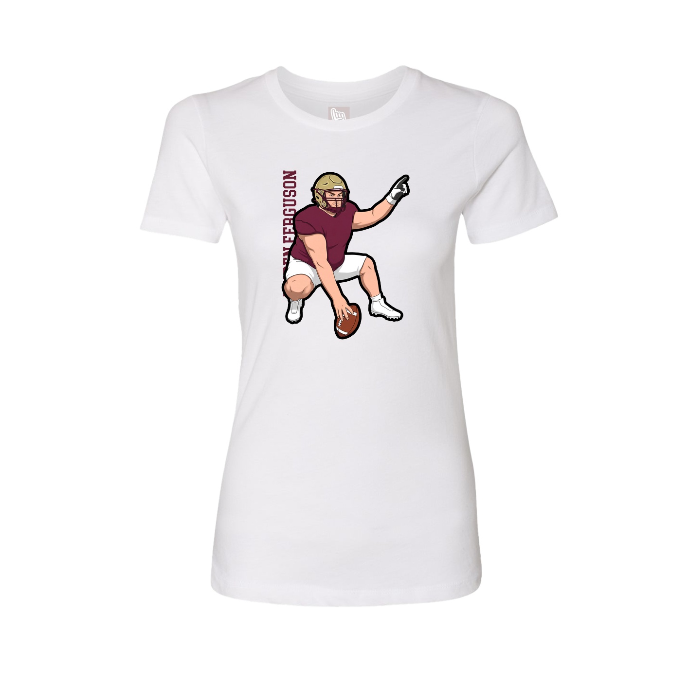 Fitted Women's Tee — Name Vertical in White