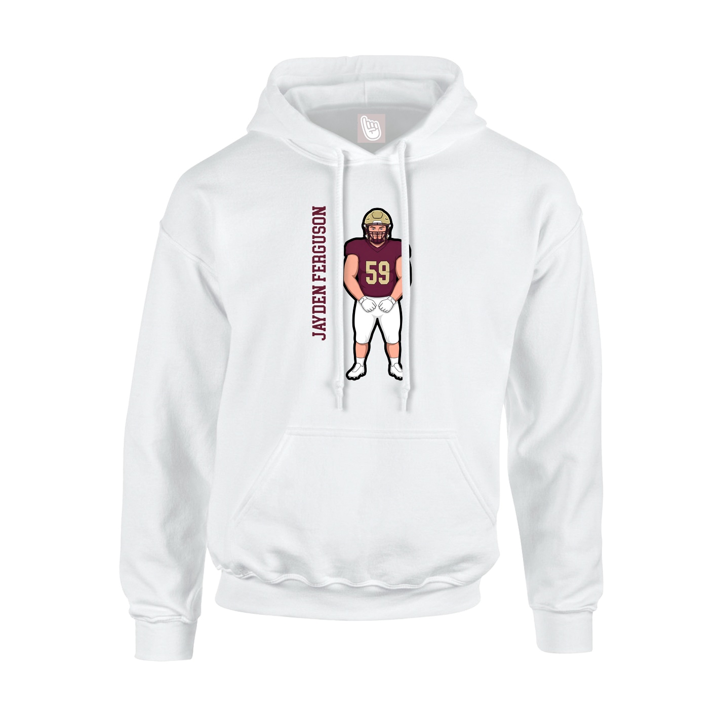 Youth Hoodie — Name Vertical in White