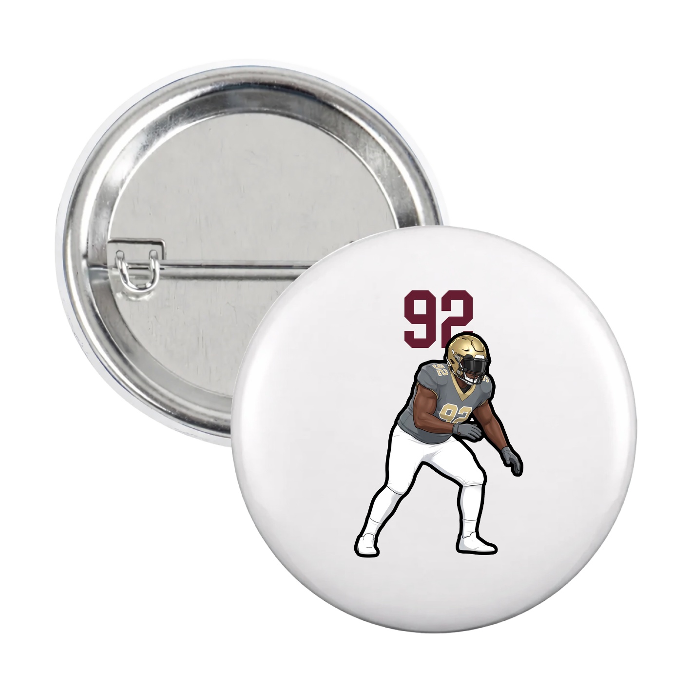 Game Day Button — Number Top in White