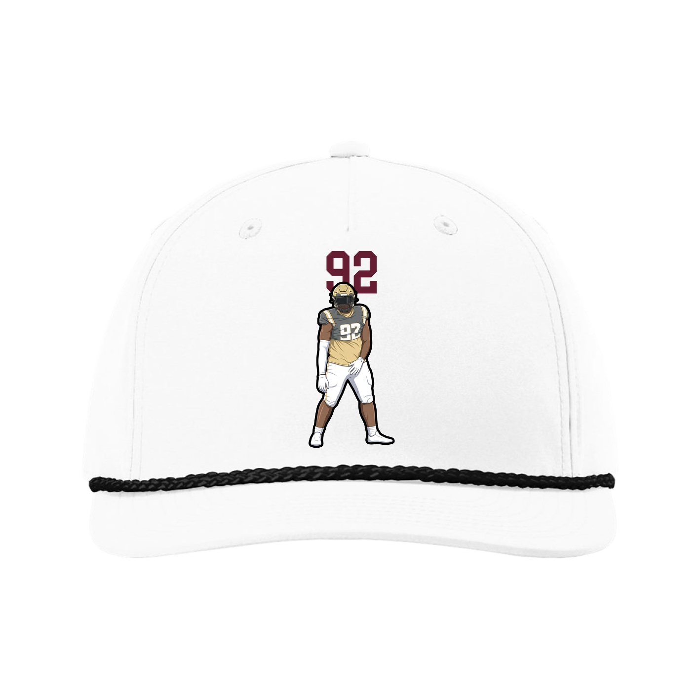 Five-Panel Classic Rope Cap — Number Top in White