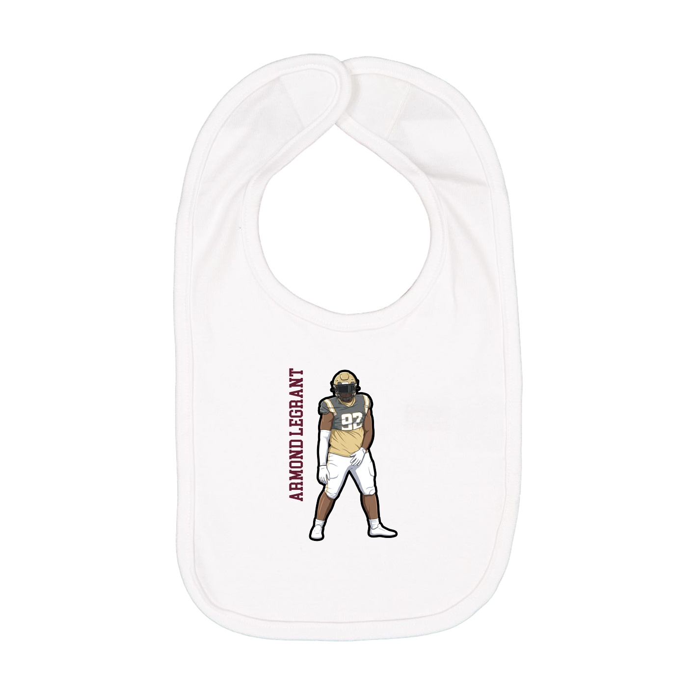 Infant Bib — Name Vertical in White