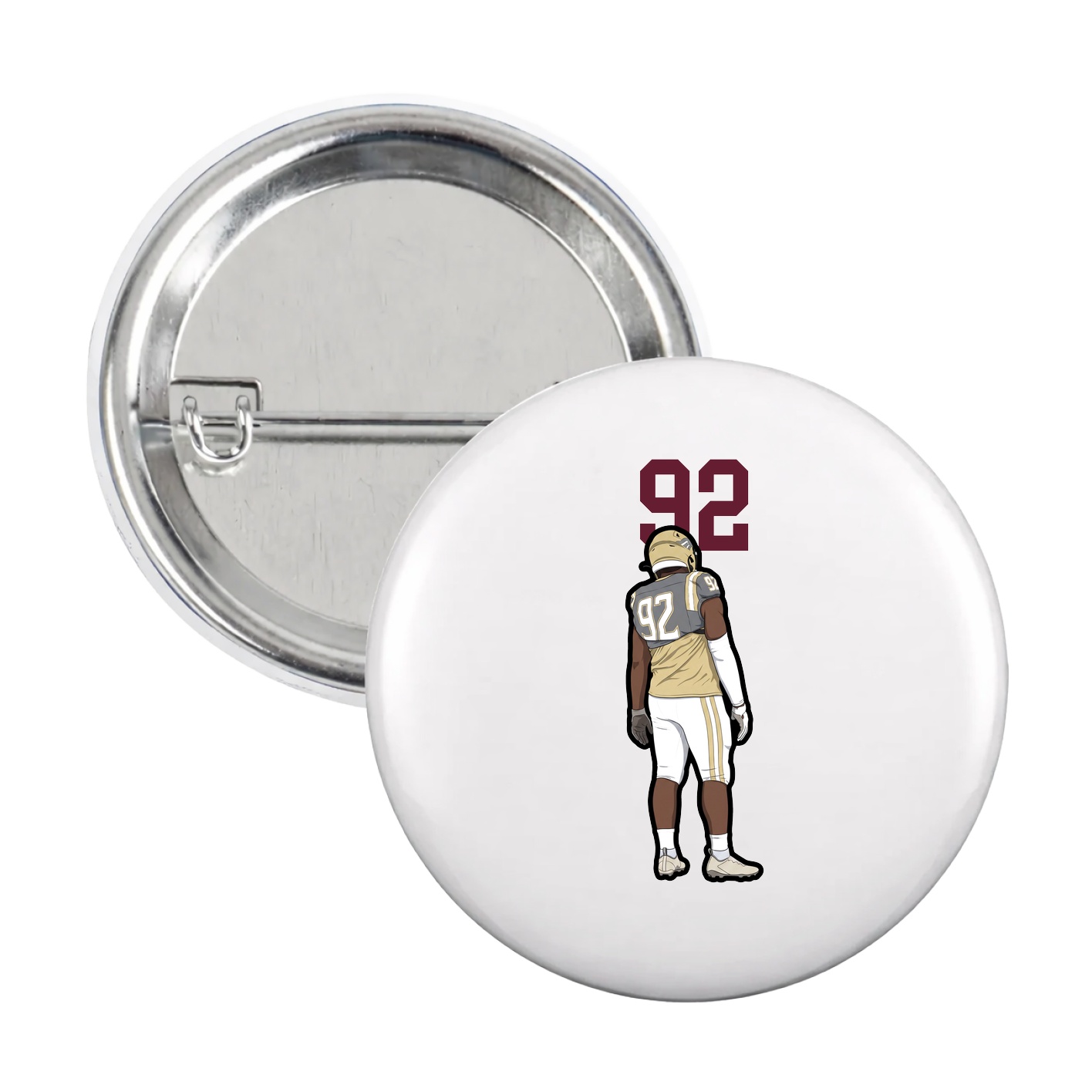 Game Day Button — Number Top in White