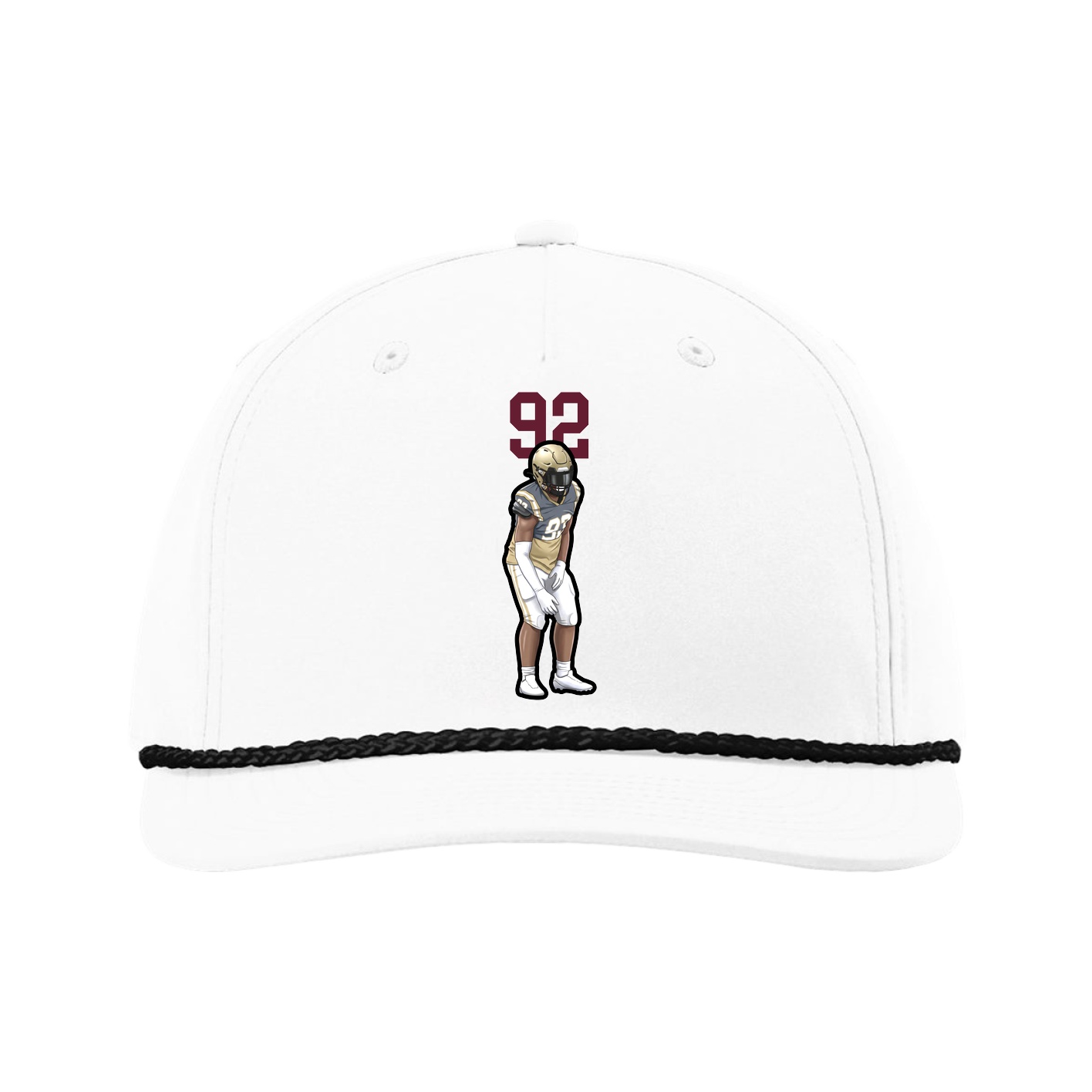 Five-Panel Classic Rope Cap — Number Top in White