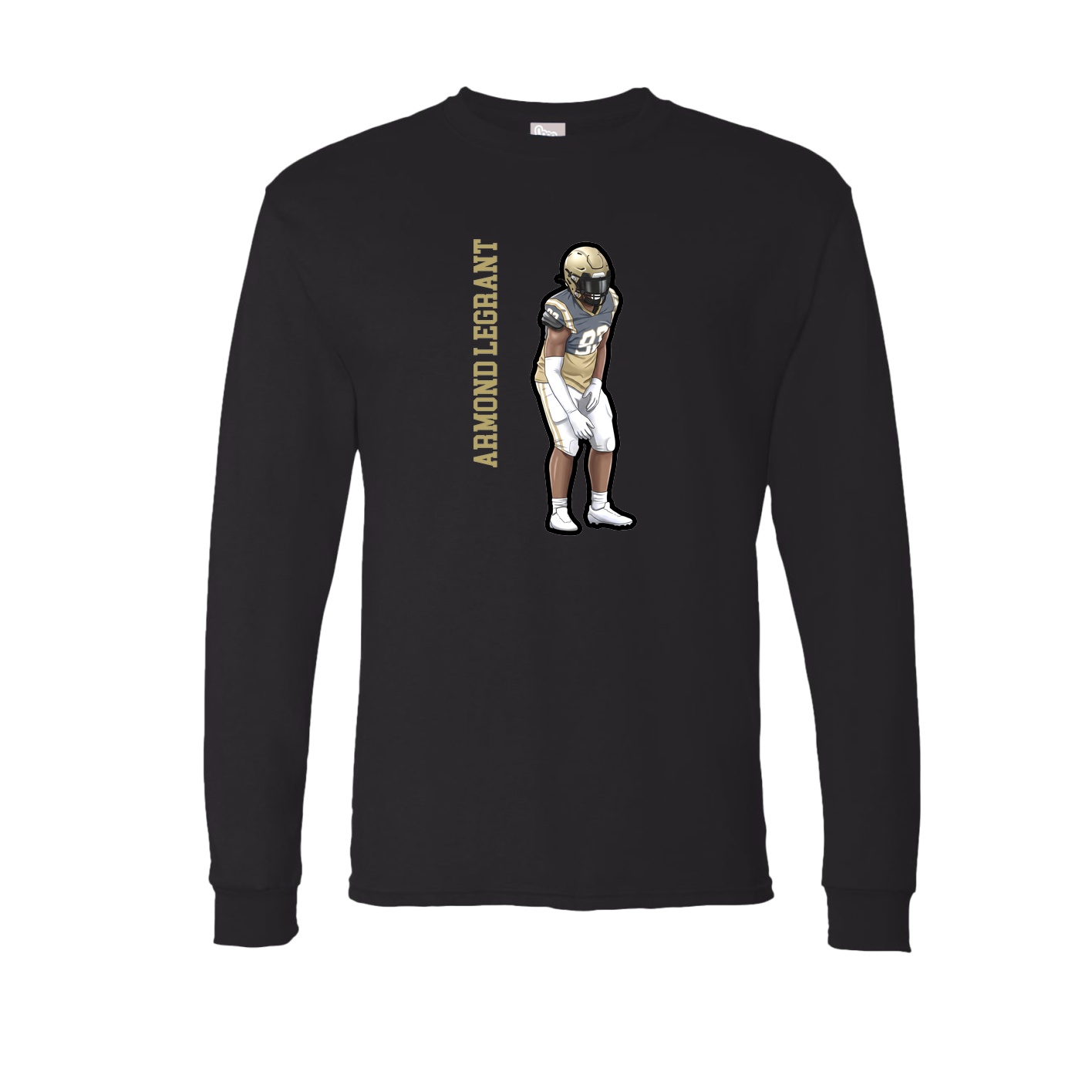 Long Sleeve Tee — Name Vertical in Black
