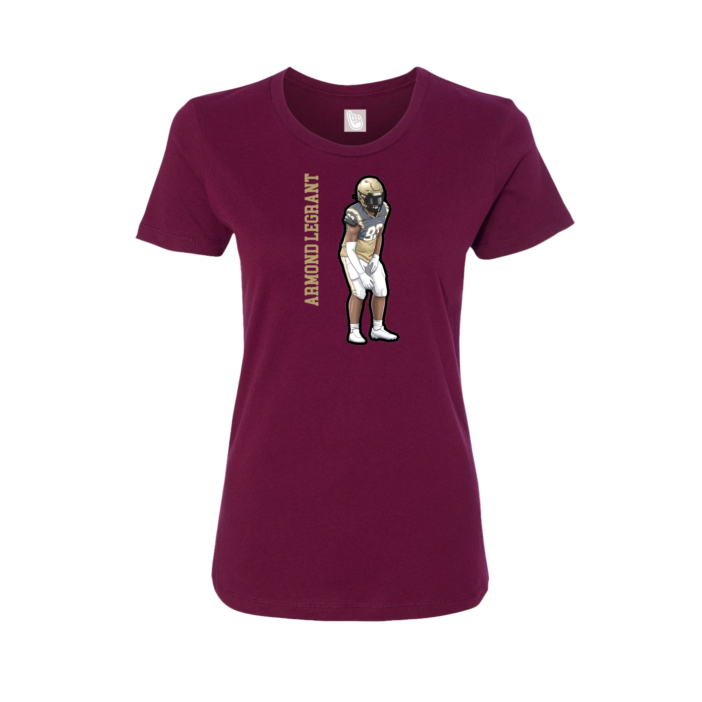 Fitted Women's Tee — Name Vertical in Maroon