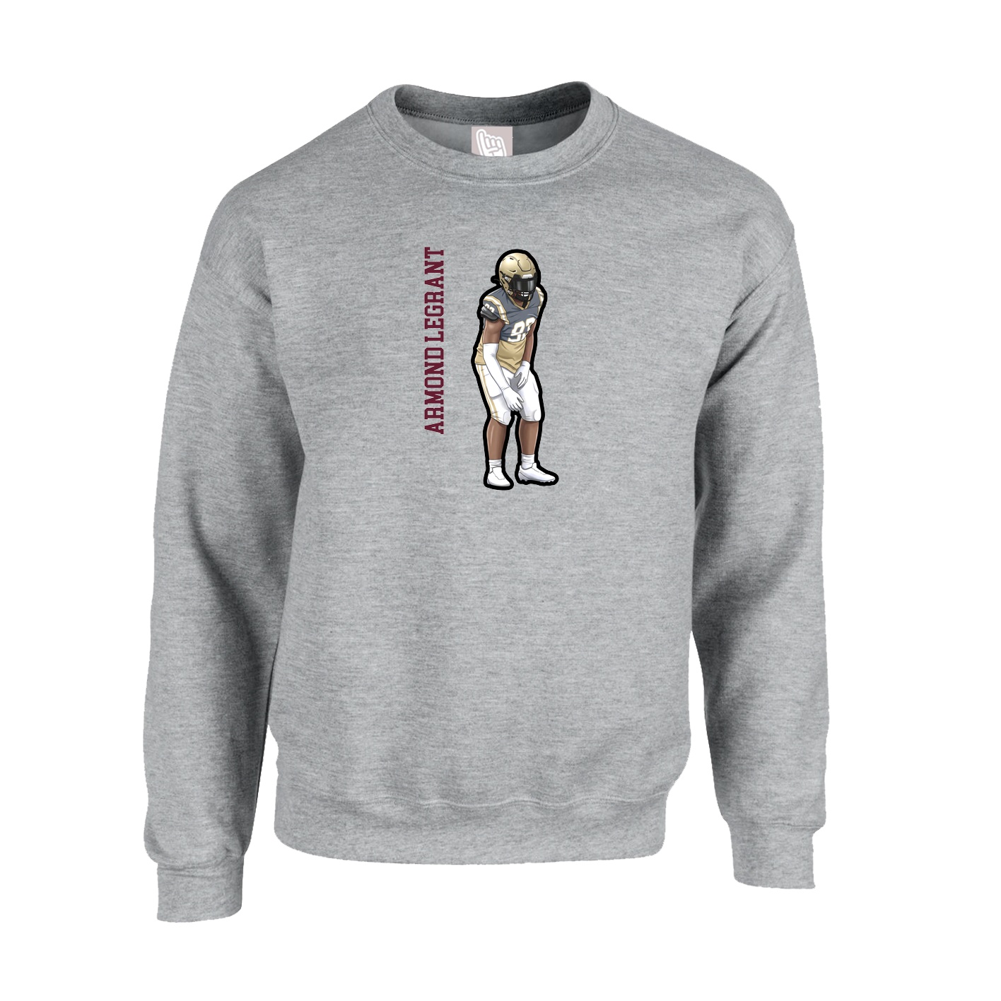 Fleece Crew — Name Vertical in Grey