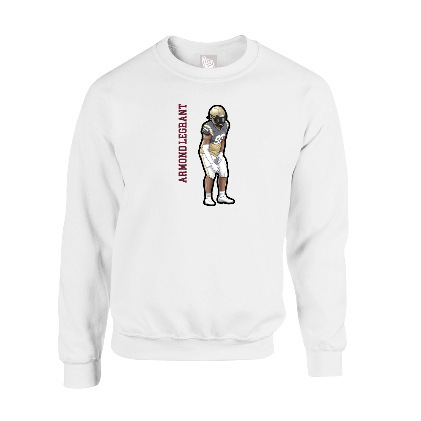 Fleece Crew — Name Vertical in White