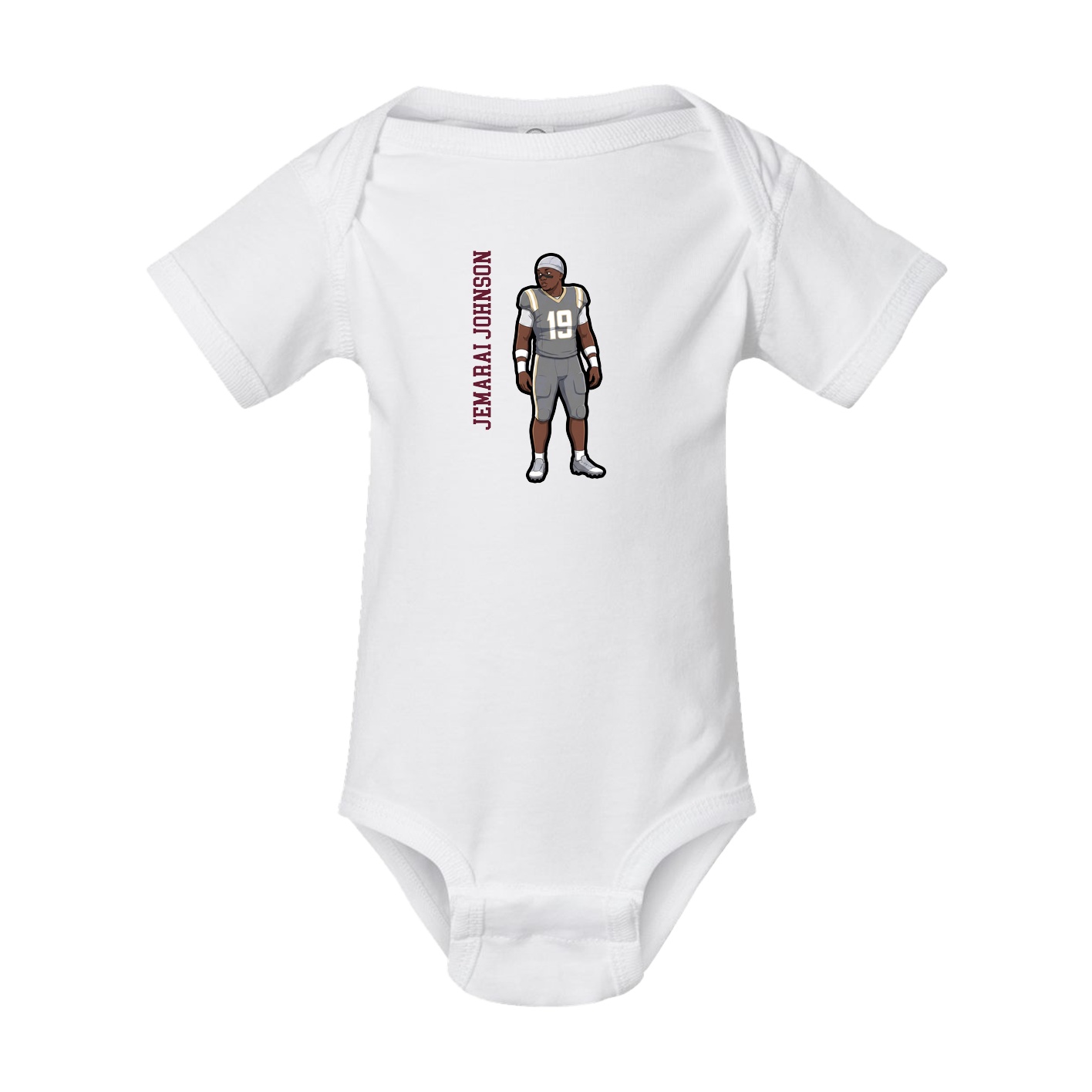 Baby Onesie — Name Vertical in White